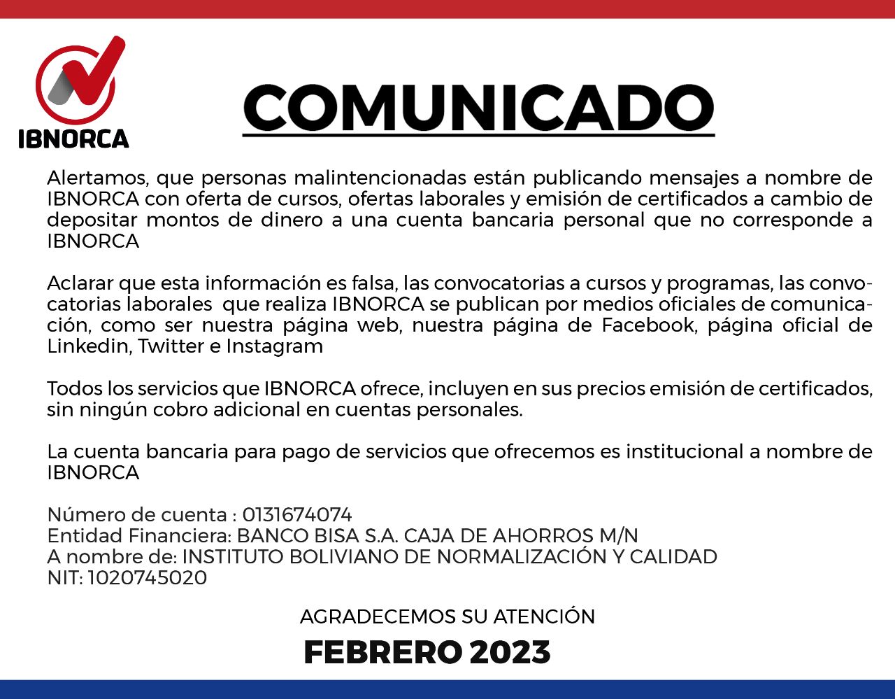 Comunicado IBNORCA Febrero 2023